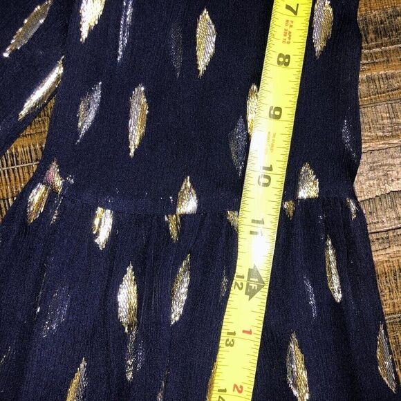 Lilly Pulitzer Women’s Size 0 Amory Navy Beaded Metallic Silk Cocktail Dress - Picture 13 of 14